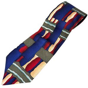 Vintage 90s Abstract Colorful Silk Tie Prince Of Bell Air Men’s In Living Color